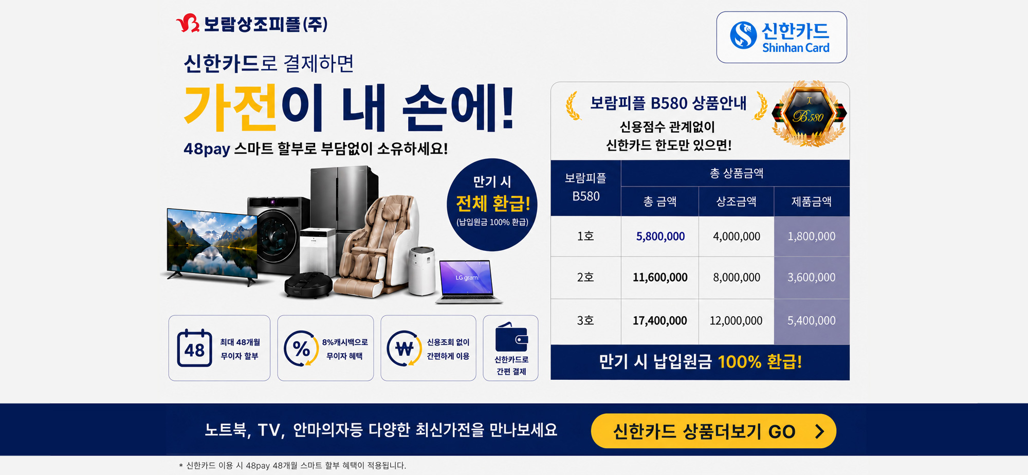 신한카드로 결제하면 가전이 내 손에!